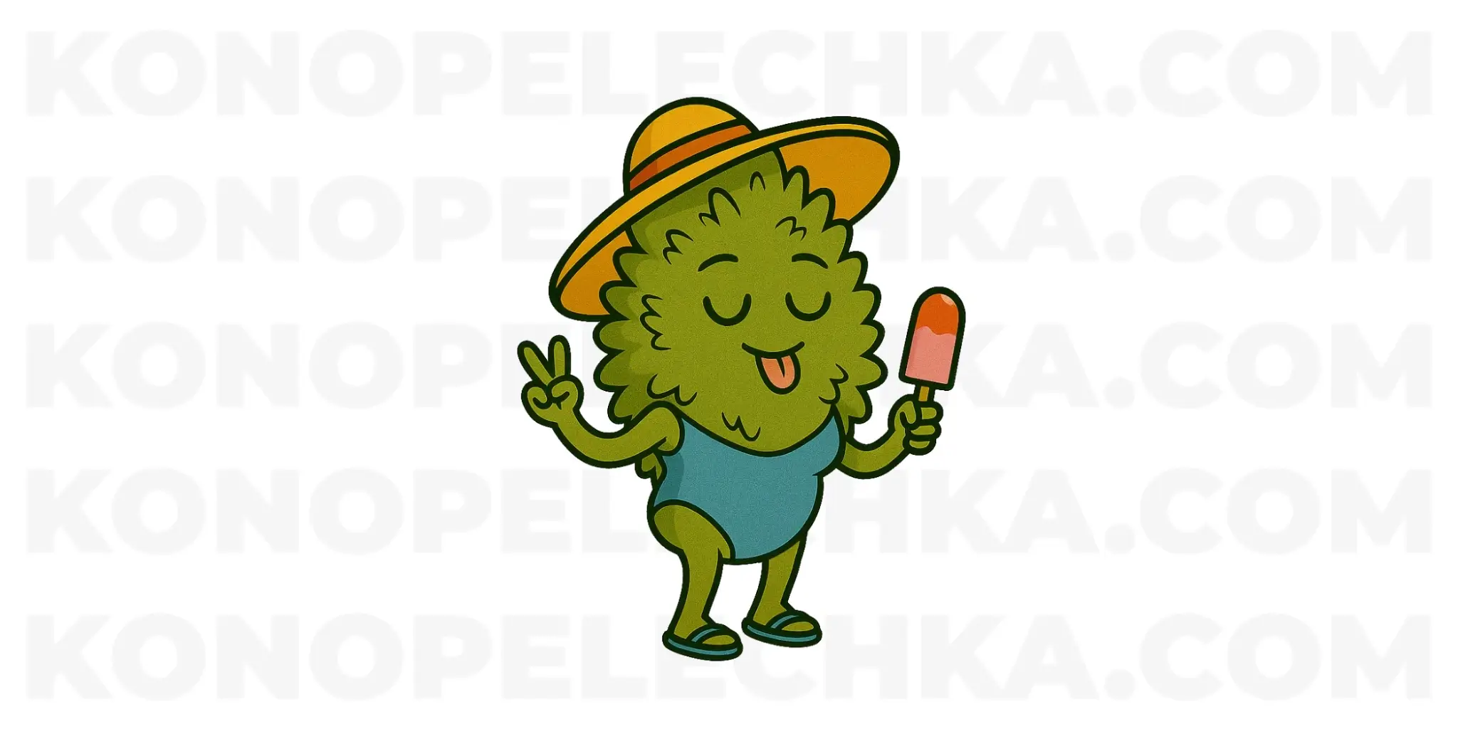 Florida Bitch сорт канабісу конопелька малюнок шишка з морозивом на пляжі