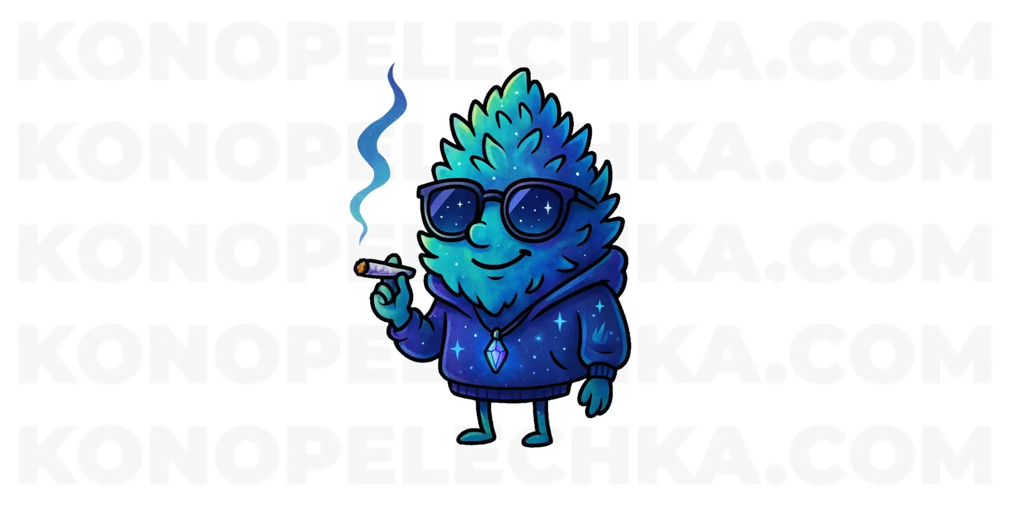 Космічний персонаж дракона-шишки сорту Northern Dragon Auto з цигаркою на прозорому тлі.
