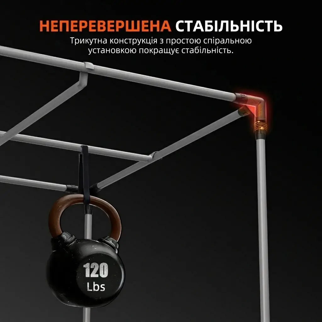 Випробування міцності металевого каркасу гроубоксу Spider Farmer вагою 120 Lbs (біля 54 кг) з посиленим кутовим з'єднанням